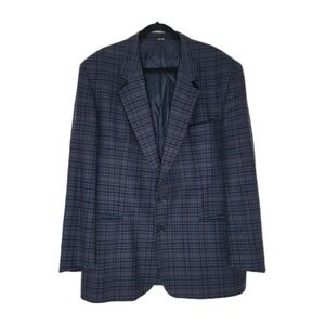 Vintage Daks London Wool Tweed‎ Plaid Blazer Two Button Multicolor Size 48L